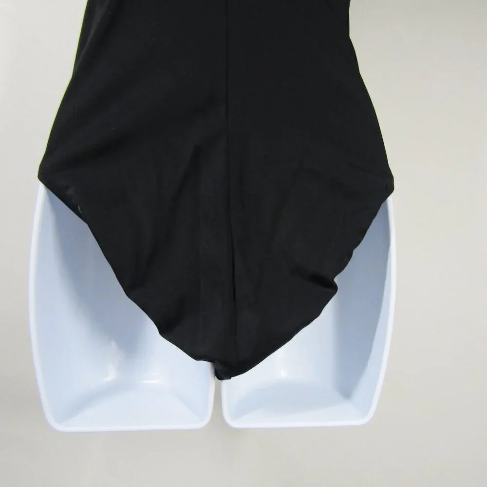 VINTAGE Retro 6 Pinup 80s Shape FX Black white Swim Suit Minimalist One Piece